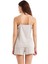 Kadın İnce Askılı Jakarlı Saten Bej Şortlu Pijama Takım C9T8N4O06 4