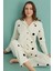 Kadın Uzun Kol Önden Düğmeli Buklet Ekru Pijama Takım C1T1N4O01-1 1