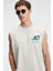 Superrıor Erkek Baskı Detaylı Bisiklet Yaka Oversize Fit Bej T-Shirt 3