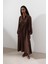 Tencel Dökümlü Elbise Kahverengi 1