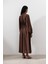 Tencel Dökümlü Elbise Kahverengi 5