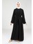 Serpme Taş Detaylı Siyah Abaya Takım 9320 1