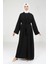 Serpme Taş Detaylı Siyah Abaya Takım 9320 2