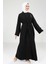 Serpme Taş Detaylı Siyah Abaya Takım 9320 3
