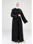 Serpme Taş Detaylı Siyah Abaya Takım 9320 5
