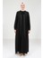 Taş Detaylı Şifon Siyah Abaya Takım 9321 2