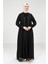 Taş Detaylı Şifon Siyah Abaya Takım 9321 3