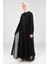 Taş Detaylı Şifon Siyah Abaya Takım 9321 4