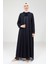 Taş Detaylı Şifon Lacivert Abaya Takım 9321 1