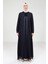 Taş Detaylı Şifon Lacivert Abaya Takım 9321 3