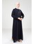 Taş Detaylı Şifon Lacivert Abaya Takım 9321 4