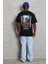 Unisex Oversize Baskılı Bisiklet Yaka T-Shirt - Siyah 4