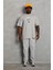 Unisex Oversize Baskılı Bisiklet Yaka T-Shirt - Gri 3