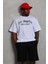 Unisex Oversize Baskılı Bisiklet Yaka T-Shirt - Beyaz 2