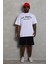 Unisex Oversize Baskılı Bisiklet Yaka T-Shirt - Beyaz 3