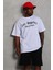 Unisex Oversize Baskılı Bisiklet Yaka T-Shirt - Beyaz 4