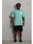 Unisex Oversize Baskılı Bisiklet Yaka T-Shirt - Mint Yeşili 3