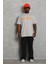 Unisex Oversize Baskılı Bisiklet Yaka T-Shirt - Gri 2