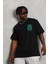 Unisex Oversize Baskılı Bisiklet Yaka T-Shirt - Siyah 1