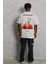 Unisex Oversize Baskılı Bisiklet Yaka T-Shirt - Gri 4