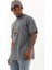 Unisex Oversize Baskılı Bisiklet Yaka T-Shirt - Füme 1