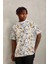 Unisex Oversize Baskılı Bisiklet Yaka T-Shirt - Beyaz 1