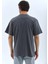 Unisex Oversize Taşlı Bisiklet Yaka T-Shirt - Füme 2