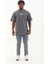 Unisex Oversize Baskılı Bisiklet Yaka T-Shirt - Füme 3