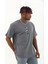 Unisex Oversize Baskılı Bisiklet Yaka T-Shirt - Füme 2