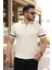 Erkek Yaka ve Kolları Çizgi Detaylı Fermuarlı Kısa Kollu T-Shirt 1