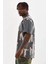 Unisex Baskılı Oversize T-Shirt - Füme 4