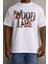 Unisex Baskılı Oversize T-Shirt - Beyaz 1
