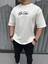 Unisex Baskılı Oversize T-Shirt - Beyaz 1