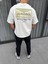 Unisex Baskılı Oversize T-Shirt - Beyaz 2