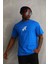 Unisex Baskılı Oversize T-Shirt - Mavi 3