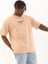 Unisex Oversize Baskılı Bisiklet Yaka T-Shirt - Bej 3