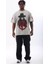 Unisex Oversize Baskılı Bisiklet Yaka T-Shirt - Gri 1