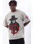 Unisex Oversize Baskılı Bisiklet Yaka T-Shirt - Gri 2