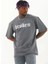 Unisex Oversize Baskılı Bisiklet Yaka T-Shirt - Füme 3