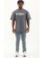 Unisex Oversize Baskılı Bisiklet Yaka T-Shirt - Füme 4