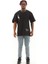 Unisex Oversize Baskılı Bisiklet Yaka T-Shirt - Siyah 4