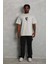 Unisex Oversize Baskılı Bisiklet Yaka T-Shirt - Gri 3