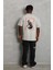 Unisex Oversize Baskılı Bisiklet Yaka T-Shirt - Gri 4