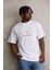 Unisex Baskılı Oversize T-Shirt - Beyaz 1