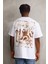 Unisex Baskılı Oversize T-Shirt - Beyaz 2