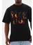 Unisex Baskılı Oversize T-Shirt - Siyah 1