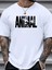 Baskılı Oversize Bisiklet Yaka T-Shirt - Beyaz 1