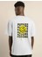 Unisex Bisiklet Yaka Baskılı Oversize T-Shirt - Beyaz 3