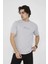 Unisex Bisiklet Yaka Slim Fit T-Shirt- Boyalı Gri 4