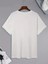 Baskılı Oversize Bisiklet Yaka T-Shirt - Beyaz 4